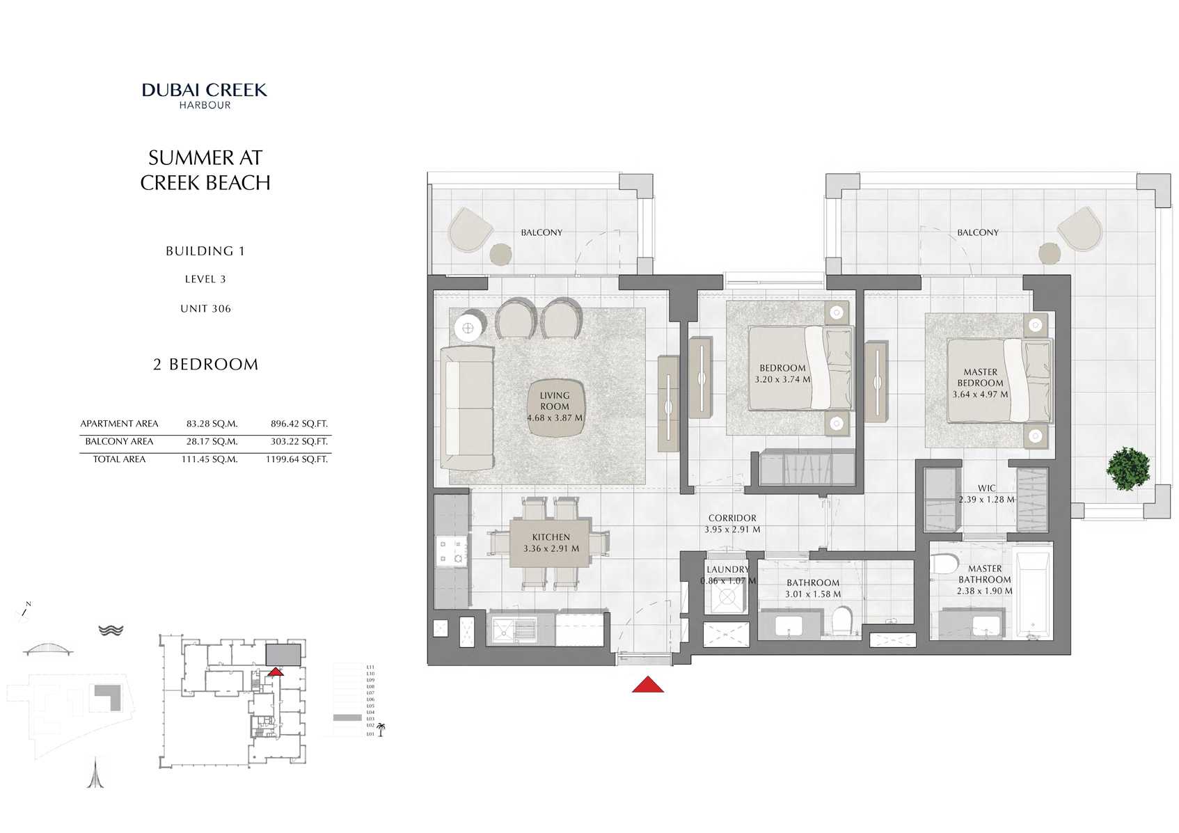 2 Br Building 1 Level 3 Unit 306, Size 1199 Sq Ft
